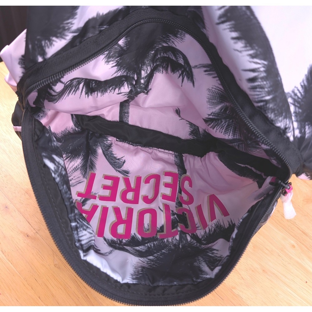 Victoria's Secret Pink Tropical Palm Tree Backpack Nylon Travel Bag NWT - Picture 3 of 11